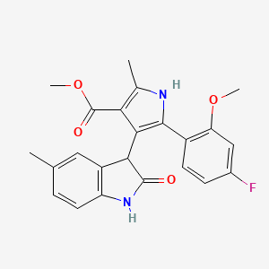 methyl 5-(4-fluoro-2-methoxyphenyl)-2-methyl-4-(5-methyl-2-oxo-2,3-dihydro-1H-indol-3-yl)-1H-pyrrole-3-carboxylate