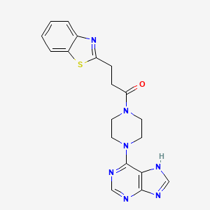 molecular formula C19H19N7OS B10982295 3-(1,3-benzothiazol-2-yl)-1-[4-(9H-purin-6-yl)piperazino]-1-propanone 