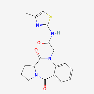 molecular formula C18H18N4O3S B10982324 2-(5,11-dioxo-2,3,11,11a-tetrahydro-1H-pyrrolo[2,1-c][1,4]benzodiazepin-10(5H)-yl)-N-(4-methyl-1,3-thiazol-2-yl)acetamide 