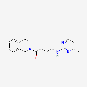 molecular formula C19H24N4O B10982328 1-(3,4-dihydroisoquinolin-2(1H)-yl)-4-((4,6-dimethylpyrimidin-2-yl)amino)butan-1-one 