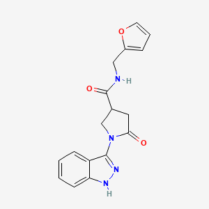 molecular formula C17H16N4O3 B10982390 N-(2-furylmethyl)-1-(1H-indazol-3-yl)-5-oxo-3-pyrrolidinecarboxamide 