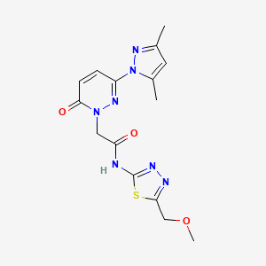 molecular formula C15H17N7O3S B10982442 2-[3-(3,5-dimethyl-1H-pyrazol-1-yl)-6-oxopyridazin-1(6H)-yl]-N-[(2Z)-5-(methoxymethyl)-1,3,4-thiadiazol-2(3H)-ylidene]acetamide 