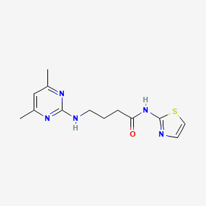 molecular formula C13H17N5OS B10982445 4-((4,6-dimethylpyrimidin-2-yl)amino)-N-(thiazol-2-yl)butanamide 