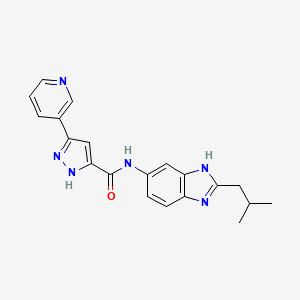 N-[2-(2-methylpropyl)-1H-benzimidazol-6-yl]-5-(pyridin-3-yl)-1H-pyrazole-3-carboxamide