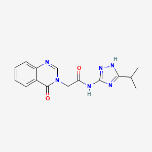 molecular formula C15H16N6O2 B10982466 N-(5-isopropyl-1H-1,2,4-triazol-3-yl)-2-(4-oxo-3(4H)-quinazolinyl)acetamide 