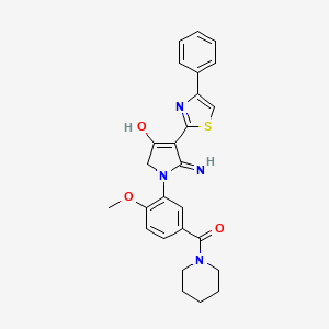 molecular formula C26H26N4O3S B10982469 {3-[4-hydroxy-2-imino-3-(4-phenyl-1,3-thiazol-2-yl)-2,5-dihydro-1H-pyrrol-1-yl]-4-methoxyphenyl}(piperidin-1-yl)methanone 