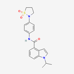 molecular formula C21H23N3O3S B10982497 N-[4-(1,1-dioxido-1,2-thiazolidin-2-yl)phenyl]-1-(propan-2-yl)-1H-indole-4-carboxamide 