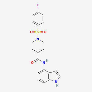 molecular formula C20H20FN3O3S B10982521 1-[(4-fluorophenyl)sulfonyl]-N-(1H-indol-4-yl)piperidine-4-carboxamide 