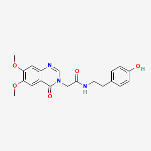 molecular formula C20H21N3O5 B10982583 2-(6,7-dimethoxy-4-oxoquinazolin-3(4H)-yl)-N-[2-(4-hydroxyphenyl)ethyl]acetamide 