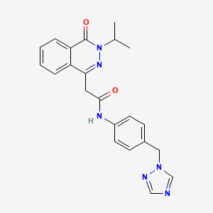 molecular formula C22H22N6O2 B10982635 2-[4-oxo-3-(propan-2-yl)-3,4-dihydrophthalazin-1-yl]-N-[4-(1H-1,2,4-triazol-1-ylmethyl)phenyl]acetamide 