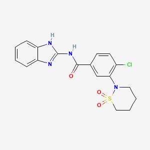 molecular formula C18H17ClN4O3S B10982678 N-(1H-benzimidazol-2-yl)-4-chloro-3-(1,1-dioxido-1,2-thiazinan-2-yl)benzamide 