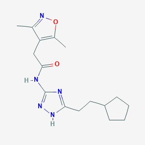 molecular formula C16H23N5O2 B10982708 N-[3-(2-cyclopentylethyl)-1H-1,2,4-triazol-5-yl]-2-(3,5-dimethyl-1,2-oxazol-4-yl)acetamide 