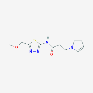 molecular formula C11H14N4O2S B10982740 N-[5-(methoxymethyl)-1,3,4-thiadiazol-2-yl]-3-(1H-pyrrol-1-yl)propanamide 