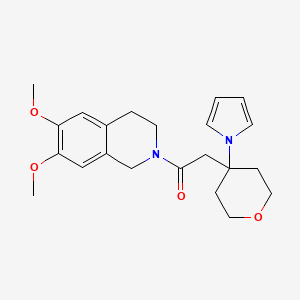 1-(6,7-dimethoxy-3,4-dihydroisoquinolin-2(1H)-yl)-2-[4-(1H-pyrrol-1-yl)oxan-4-yl]ethan-1-one