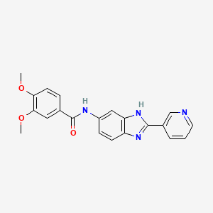 3,4-dimethoxy-N-[2-(pyridin-3-yl)-1H-benzimidazol-5-yl]benzamide