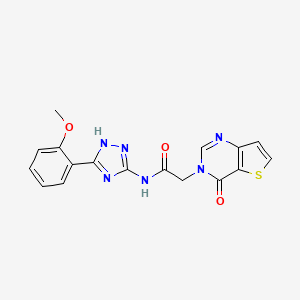 molecular formula C17H14N6O3S B10982922 N-[3-(2-methoxyphenyl)-1H-1,2,4-triazol-5-yl]-2-(4-oxothieno[3,2-d]pyrimidin-3(4H)-yl)acetamide 