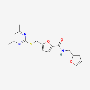 molecular formula C17H17N3O3S B10982980 5-{[(4,6-dimethylpyrimidin-2-yl)sulfanyl]methyl}-N-(furan-2-ylmethyl)furan-2-carboxamide 