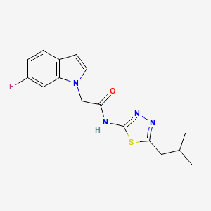 molecular formula C16H17FN4OS B10983015 2-(6-fluoro-1H-indol-1-yl)-N-[(2E)-5-(2-methylpropyl)-1,3,4-thiadiazol-2(3H)-ylidene]acetamide 