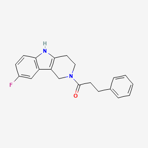 molecular formula C20H19FN2O B10983016 1-(8-fluoro-1,3,4,5-tetrahydro-2H-pyrido[4,3-b]indol-2-yl)-3-phenylpropan-1-one 