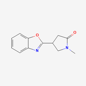 molecular formula C12H12N2O2 B10983020 4-(1,3-Benzoxazol-2-yl)-1-methylpyrrolidin-2-one 