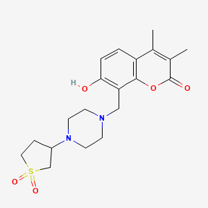 molecular formula C20H26N2O5S B10983099 8-((4-(1,1-dioxidotetrahydrothiophen-3-yl)piperazin-1-yl)methyl)-7-hydroxy-3,4-dimethyl-2H-chromen-2-one 