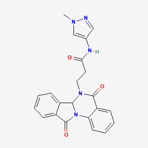 molecular formula C22H19N5O3 B10983111 3-(5,11-dioxo-6a,11-dihydroisoindolo[2,1-a]quinazolin-6(5H)-yl)-N-(1-methyl-1H-pyrazol-4-yl)propanamide 