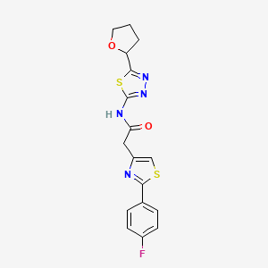 molecular formula C17H15FN4O2S2 B10983203 2-[2-(4-fluorophenyl)-1,3-thiazol-4-yl]-N-[(2Z)-5-(tetrahydrofuran-2-yl)-1,3,4-thiadiazol-2(3H)-ylidene]acetamide 