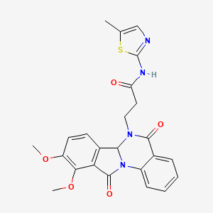 molecular formula C24H22N4O5S B10983268 3-(9,10-dimethoxy-5,11-dioxo-6a,11-dihydroisoindolo[2,1-a]quinazolin-6(5H)-yl)-N-(5-methyl-1,3-thiazol-2-yl)propanamide 