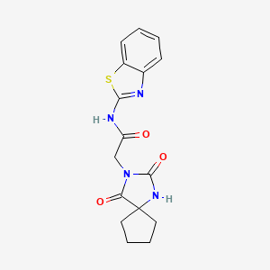 molecular formula C16H16N4O3S B10983274 N-(1,3-benzothiazol-2-yl)-2-(2,4-dioxo-1,3-diazaspiro[4.4]non-3-yl)acetamide 