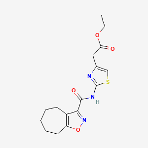 molecular formula C16H19N3O4S B10983282 ethyl {2-[(5,6,7,8-tetrahydro-4H-cyclohepta[d][1,2]oxazol-3-ylcarbonyl)amino]-1,3-thiazol-4-yl}acetate 