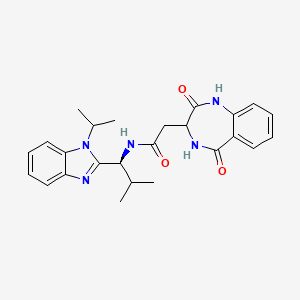 2-(2-hydroxy-5-oxo-4,5-dihydro-3H-1,4-benzodiazepin-3-yl)-N-{(1S)-2-methyl-1-[1-(propan-2-yl)-1H-benzimidazol-2-yl]propyl}acetamide