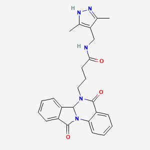 molecular formula C25H25N5O3 B10983334 N-[(3,5-dimethyl-1H-pyrazol-4-yl)methyl]-4-(5,11-dioxo-6a,11-dihydroisoindolo[2,1-a]quinazolin-6(5H)-yl)butanamide 