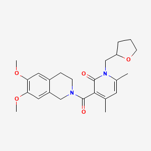 molecular formula C24H30N2O5 B10983348 3-[(6,7-dimethoxy-3,4-dihydroisoquinolin-2(1H)-yl)carbonyl]-4,6-dimethyl-1-(tetrahydrofuran-2-ylmethyl)pyridin-2(1H)-one 