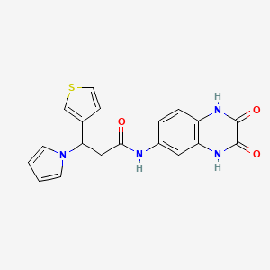 molecular formula C19H16N4O3S B10983362 N-(2,3-Dioxo-1,2,3,4-tetrahydro-6-quinoxalinyl)-3-(1H-pyrrol-1-YL)-3-(3-thienyl)propanamide 