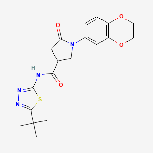 N-[(2E)-5-tert-butyl-1,3,4-thiadiazol-2(3H)-ylidene]-1-(2,3-dihydro-1,4-benzodioxin-6-yl)-5-oxopyrrolidine-3-carboxamide