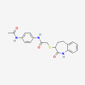 molecular formula C20H21N3O3S B10983392 N-[4-(acetylamino)phenyl]-2-[(2-hydroxy-4,5-dihydro-3H-1-benzazepin-3-yl)sulfanyl]acetamide 