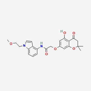 2-[(5-hydroxy-2,2-dimethyl-4-oxo-3,4-dihydro-2H-chromen-7-yl)oxy]-N-[1-(2-methoxyethyl)-1H-indol-4-yl]acetamide