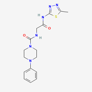 molecular formula C16H20N6O2S B10983443 N-(2-{[(2Z)-5-methyl-1,3,4-thiadiazol-2(3H)-ylidene]amino}-2-oxoethyl)-4-phenylpiperazine-1-carboxamide 