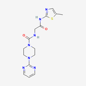 molecular formula C15H19N7O2S B10983449 N-{2-[(5-methyl-1,3-thiazol-2-yl)amino]-2-oxoethyl}-4-(pyrimidin-2-yl)piperazine-1-carboxamide 