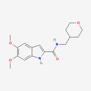 molecular formula C17H22N2O4 B10983471 5,6-dimethoxy-N-(tetrahydro-2H-pyran-4-ylmethyl)-1H-indole-2-carboxamide 