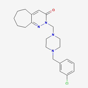 molecular formula C21H27ClN4O B10983499 2-{[4-(3-chlorobenzyl)piperazin-1-yl]methyl}-2,5,6,7,8,9-hexahydro-3H-cyclohepta[c]pyridazin-3-one 