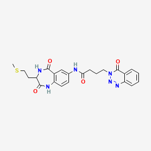 molecular formula C23H24N6O4S B10983508 N-{3-[2-(methylsulfanyl)ethyl]-2,5-dioxo-2,3,4,5-tetrahydro-1H-1,4-benzodiazepin-7-yl}-4-(4-oxo-1,2,3-benzotriazin-3(4H)-yl)butanamide 