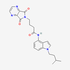 molecular formula C23H25N5O3 B10983524 4-(5,7-dioxo-5,7-dihydro-6H-pyrrolo[3,4-b]pyrazin-6-yl)-N-[1-(3-methylbutyl)-1H-indol-4-yl]butanamide 