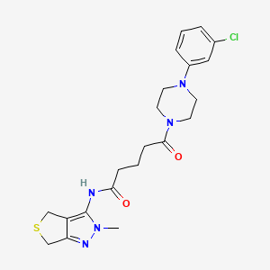 molecular formula C21H26ClN5O2S B10983555 5-[4-(3-Chlorophenyl)piperazino]-N-(2-methyl-2,6-dihydro-4H-thieno[3,4-C]pyrazol-3-YL)-5-oxopentanamide 