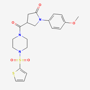 molecular formula C20H23N3O5S2 B10983562 1-(4-Methoxyphenyl)-4-{[4-(thiophen-2-ylsulfonyl)piperazin-1-yl]carbonyl}pyrrolidin-2-one 