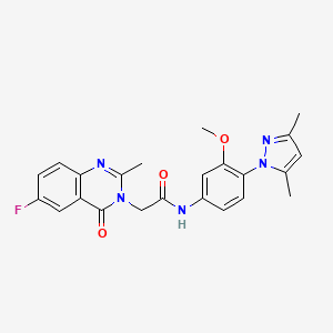 molecular formula C23H22FN5O3 B10983593 N-[4-(3,5-dimethyl-1H-pyrazol-1-yl)-3-methoxyphenyl]-2-(6-fluoro-2-methyl-4-oxoquinazolin-3(4H)-yl)acetamide 