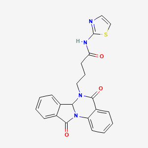 molecular formula C22H18N4O3S B10983711 4-(5,11-dioxo-6a,11-dihydroisoindolo[2,1-a]quinazolin-6(5H)-yl)-N-(1,3-thiazol-2-yl)butanamide 