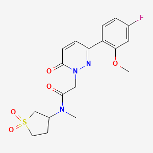 molecular formula C18H20FN3O5S B10983764 N-(1,1-dioxidotetrahydrothiophen-3-yl)-2-[3-(4-fluoro-2-methoxyphenyl)-6-oxopyridazin-1(6H)-yl]-N-methylacetamide 