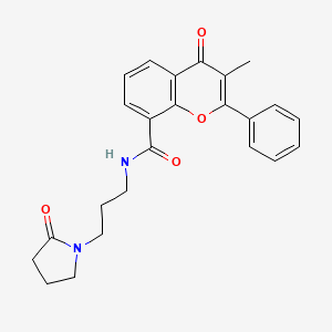 molecular formula C24H24N2O4 B10983814 3-methyl-4-oxo-N-[3-(2-oxopyrrolidin-1-yl)propyl]-2-phenyl-4H-chromene-8-carboxamide 