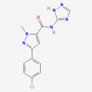 molecular formula C13H11ClN6O B10983824 3-(4-chlorophenyl)-1-methyl-N-(4H-1,2,4-triazol-3-yl)-1H-pyrazole-5-carboxamide 